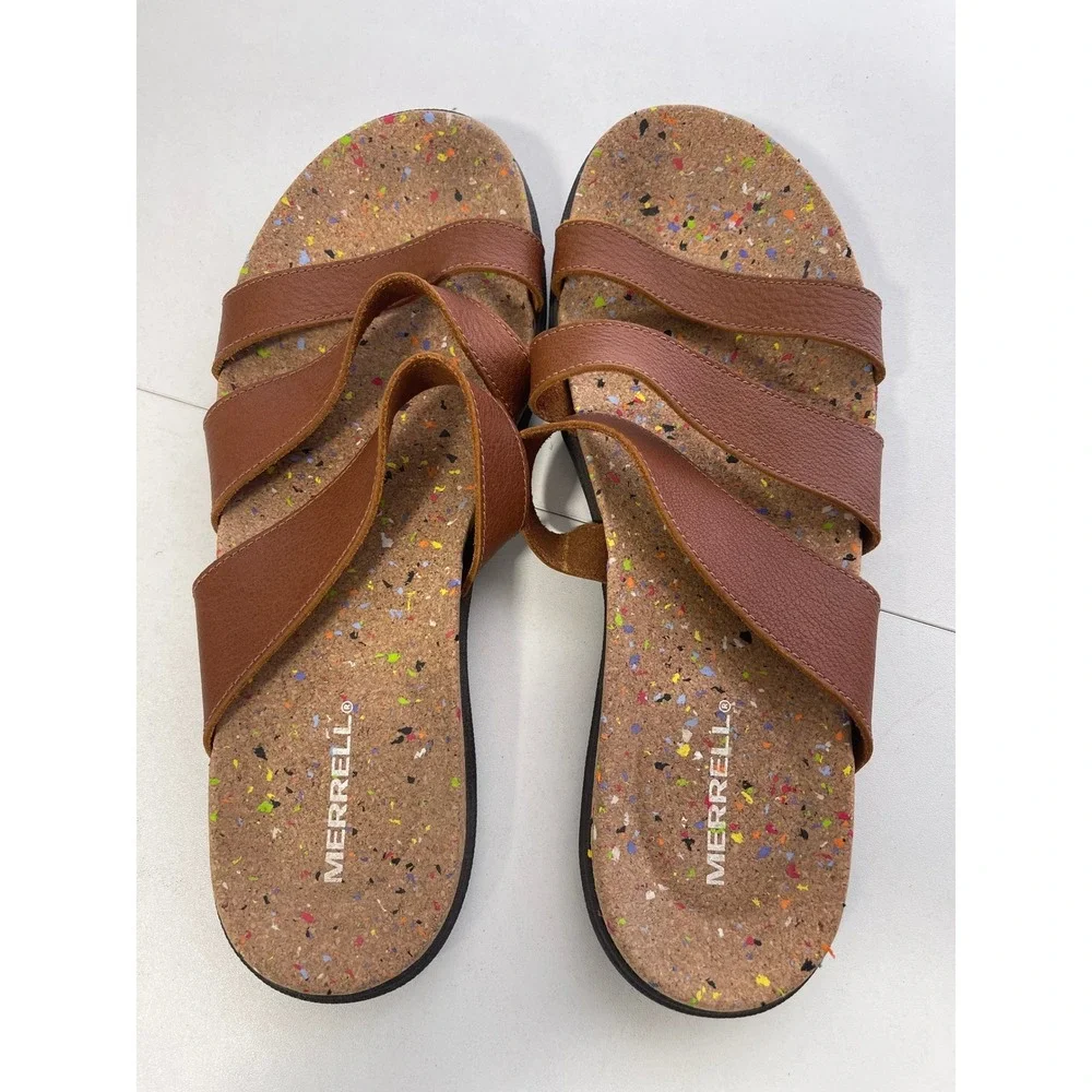 Merrell Womens Brown Napa Valley Slide Sandals Cork Footbed Size 10‎